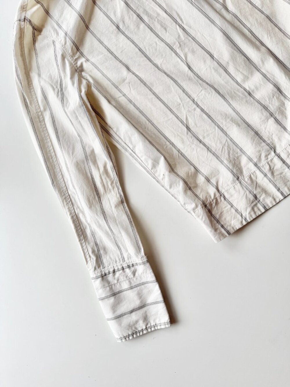 EVERLANE Ivory Striped Cotton Poplin Open Back Breeze Shirt Blouse, Size XS - Picture 9 of 16